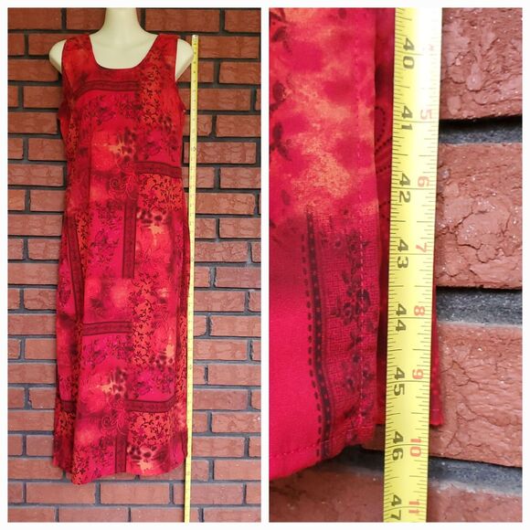 VTG R&K Originals Sleeveless Sheath Maxi Dress 4P Red Floral Y2K 90s Tie Back - Picture 8 of 10